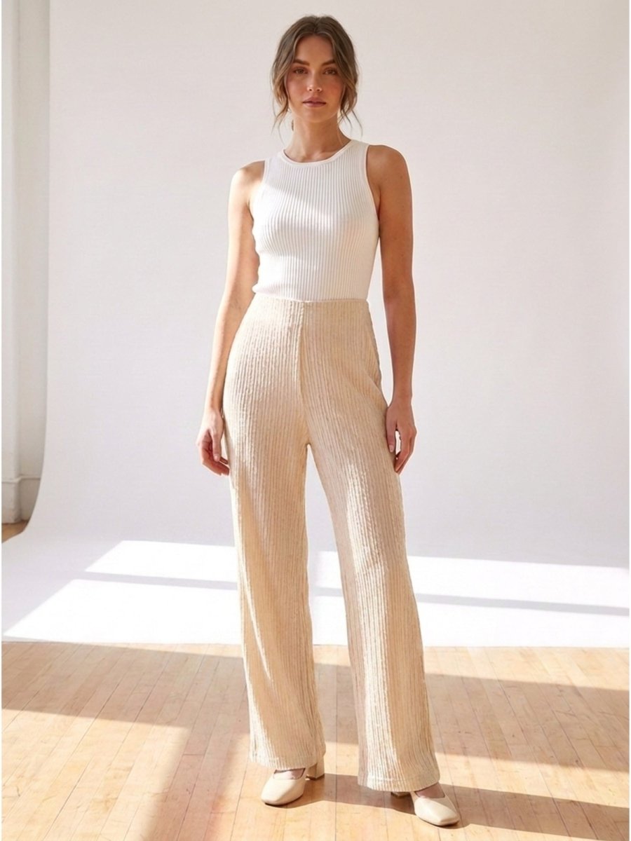 Women Solid Linen Blend Straight Fit Trouser - GAIIA
